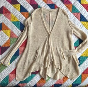 Free People Ivory Knit Snap Front Cardigan Sweater XS